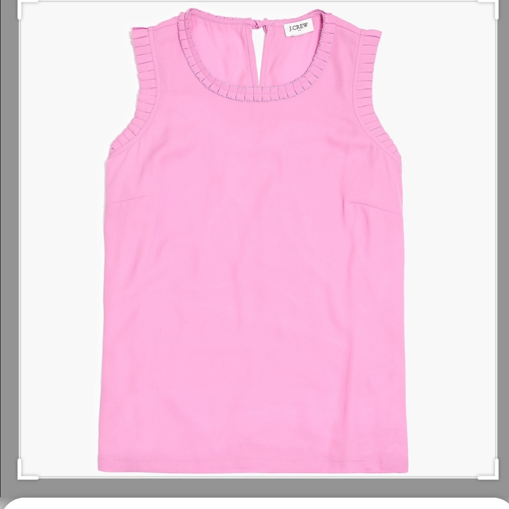 Jcrew Factory pink sleeveless top w/ pleated trim